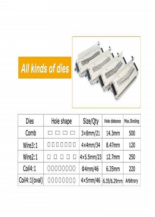 4 In 1 Wire Spiral Comb Binding Machine Paper Margin 2.5mm/4.5mm/6.5mm